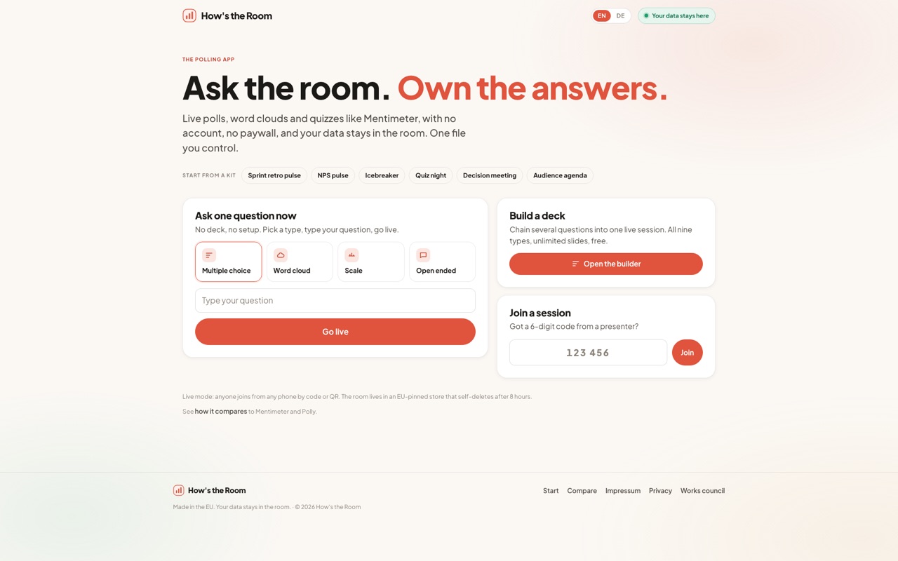 How's the Room start screen