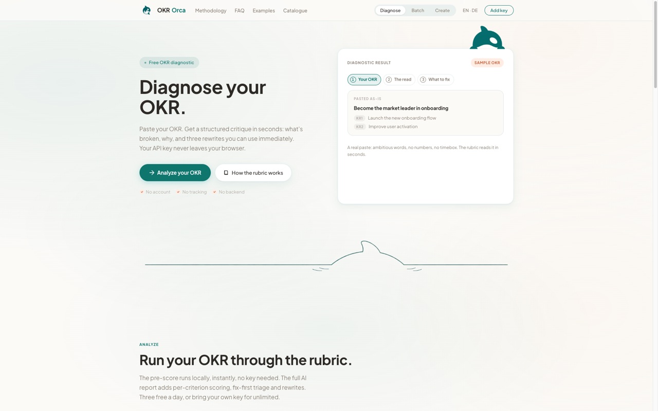 Screenshot of OKR Orca