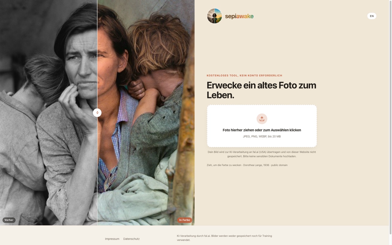 Screenshot of sepiawake